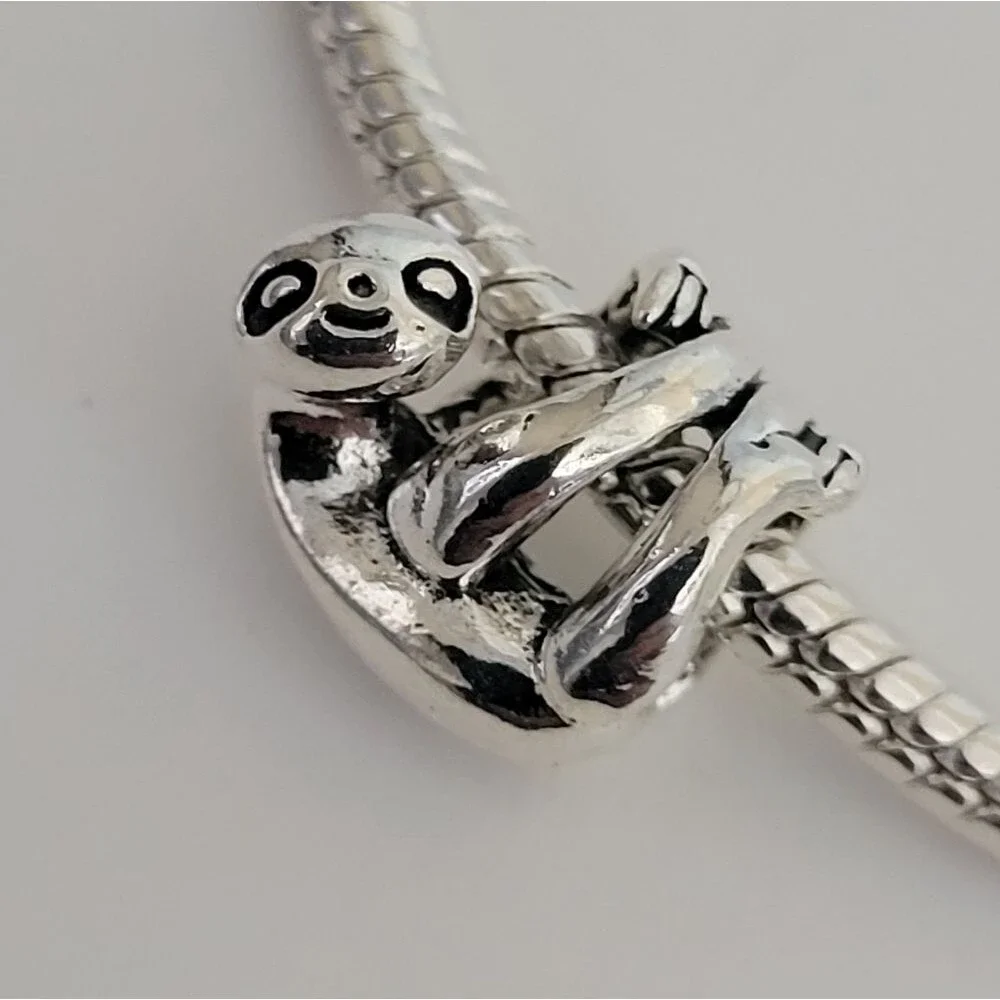 New! For Pandora Troll Charm Bracelet Silver Color Cute Sloth Wraparound Charm